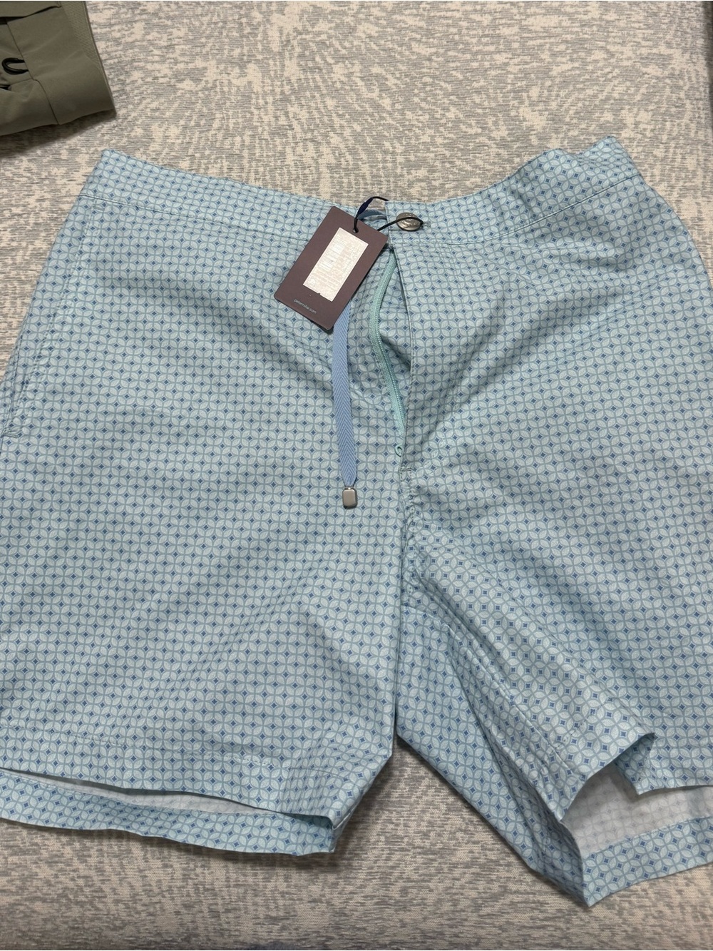 Peter Millar Light Blue Patterned Athletic Shorts